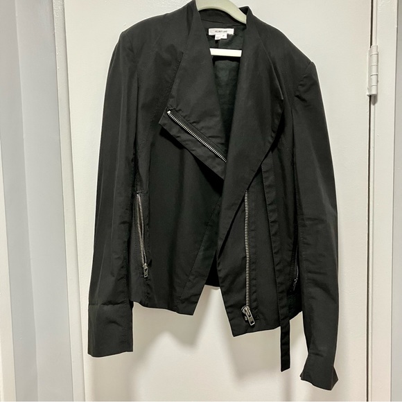Helmut Lang Black 100% Cotton Biker Moto Jacket - Size Petite - Picture 4 of 8